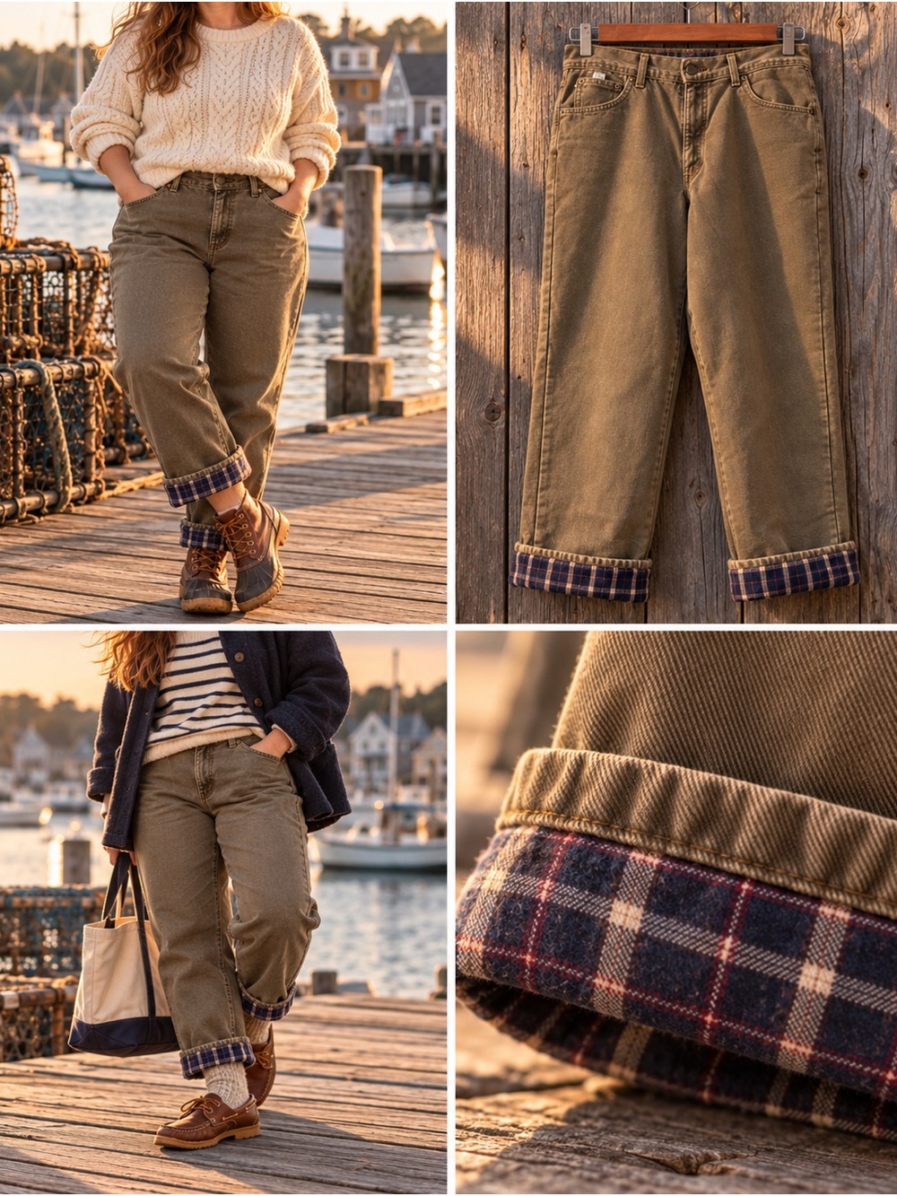L.L. Bean Olive Flannel Lined Chinos
